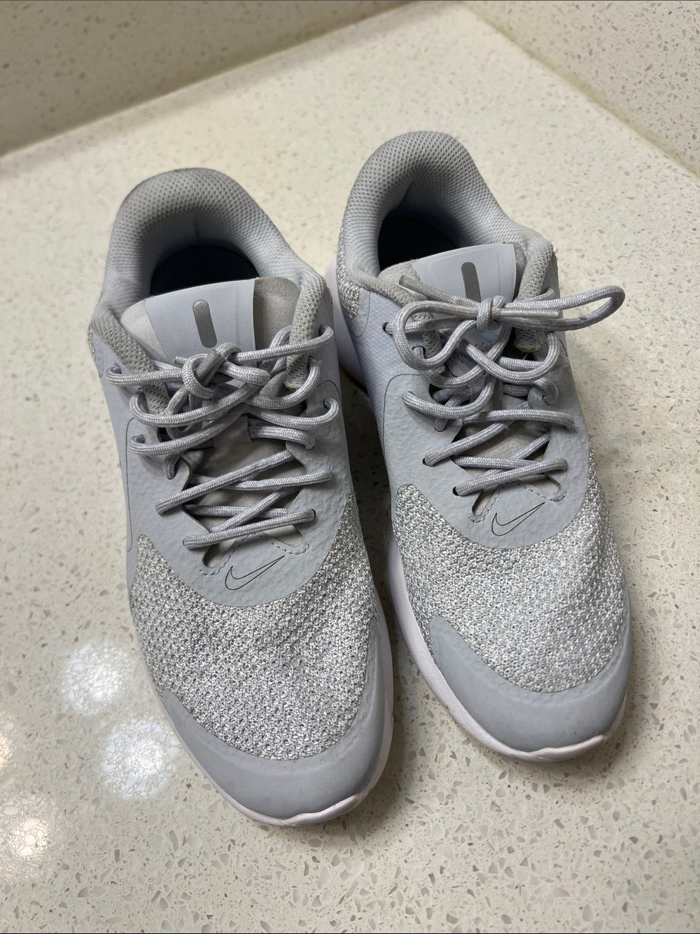 Nike Women’s Light Gray Knit Lace-Up Sneakers